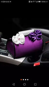 Purple Car Tissue Holder with Chiffon Flower