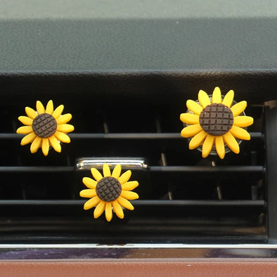 Set of 3 Sunflowers Car Air Vent Decoration with Freshener DIY clip