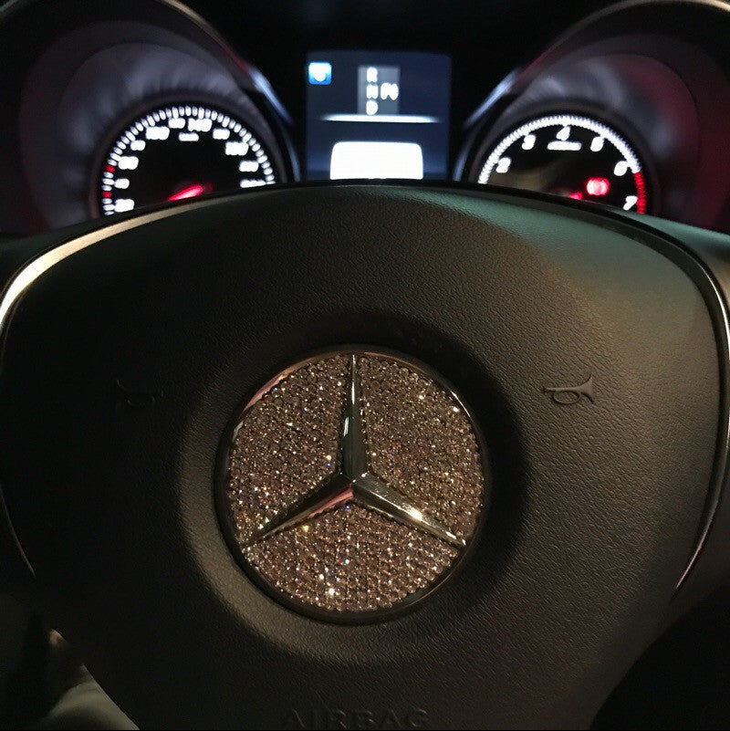 Bling Mercedes Benz Emblem for Steering Wheel LOGO Sticker Decal – Carsoda