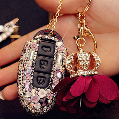 Nissan Bling Car Key Holder with Rhinestones and flowers