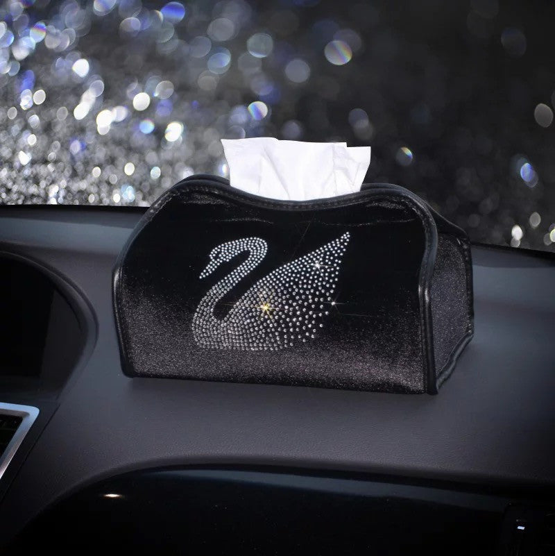 Car Tissue Holder with Bling Swan