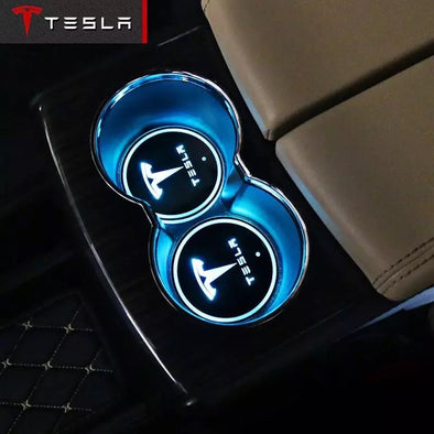 LED illuminating Cup Coaster for Tesla Model S X (USB charged-color changing)