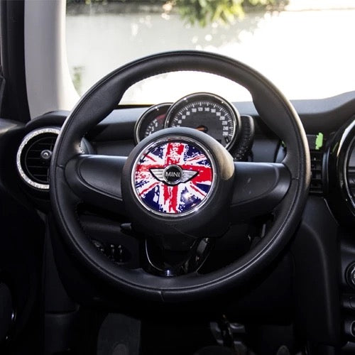 MINI cooper Steering Wheel Panel 3D PU Decal sticker Union Jack Checke –  Carsoda