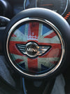 MINI cooper  Steering Wheel Panel 3D PU Decal sticker Union Jack Checker F55 F56 F54 R50 R55-R61