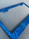 Blue Sparkle Holographic Glitter Blue License Plate Frame Designed by Virginia Thomas