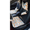 Scandinavian design Floral Car Seat Cover Cushion Pad, Matching Seat belt cover, Headrest Pillow and Steering wheel cover
