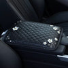 Black Leather Bling Car Center Console Cover with Small Daisy - Carsoda - 2