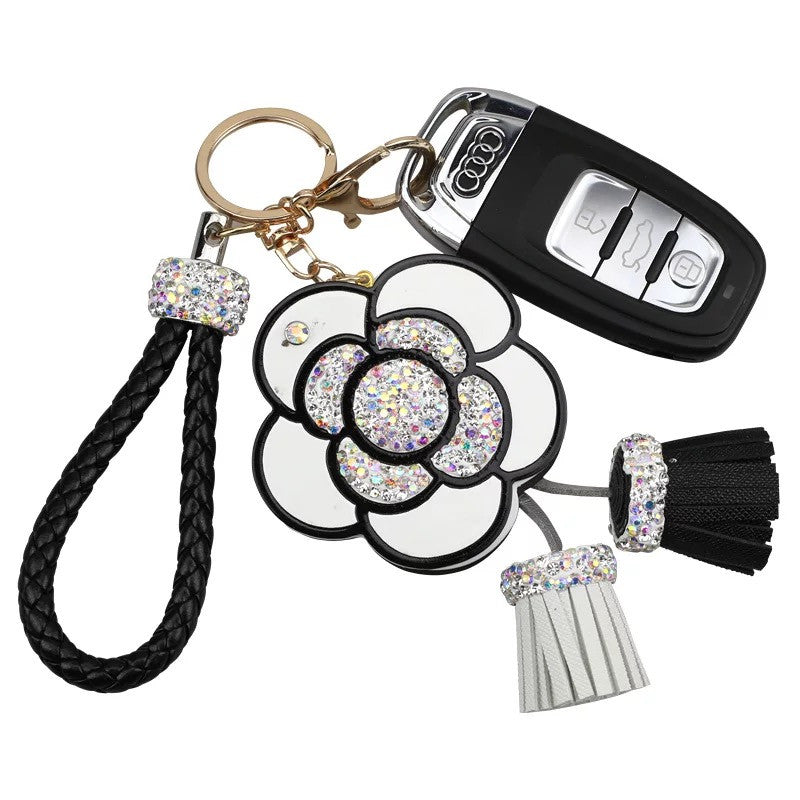Bling Camellia Car Keychain Pendant - Universal