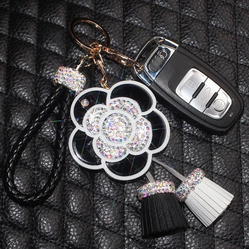 Bling Camellia Car Keychain Pendant - Universal