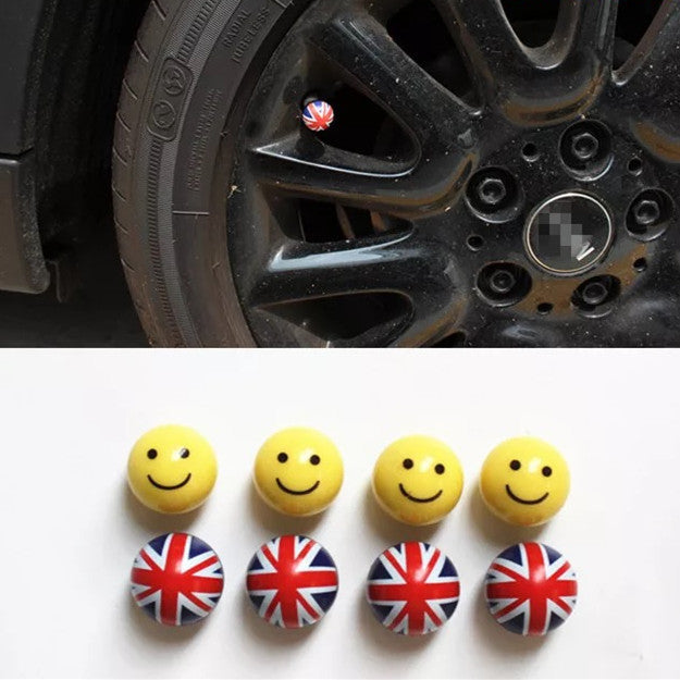 Smiley UK Jack Union Wheel Air Tyre Valve Dust Caps Covers Mini Cooper