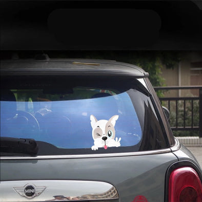 Mini Cooper Countryman Decal French Bulldog Boston Terrier Peeking Sticker Beetles - Carsoda
