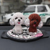 Car Dashboard Decoration - Bling Rhinestone Swinging Puppy Teddy White/Chocolate