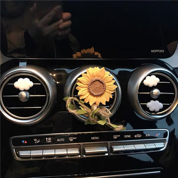 Sunflower Car Decoration -Air Vent Decoration with Freshener DIY clip or Mirror Pendant Charm