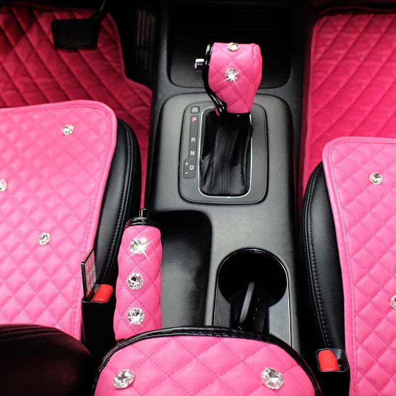 Hot Pink Bling Rhinestones Hand Brake & Gear Shift Cover 2-pieces-Set –  Carsoda