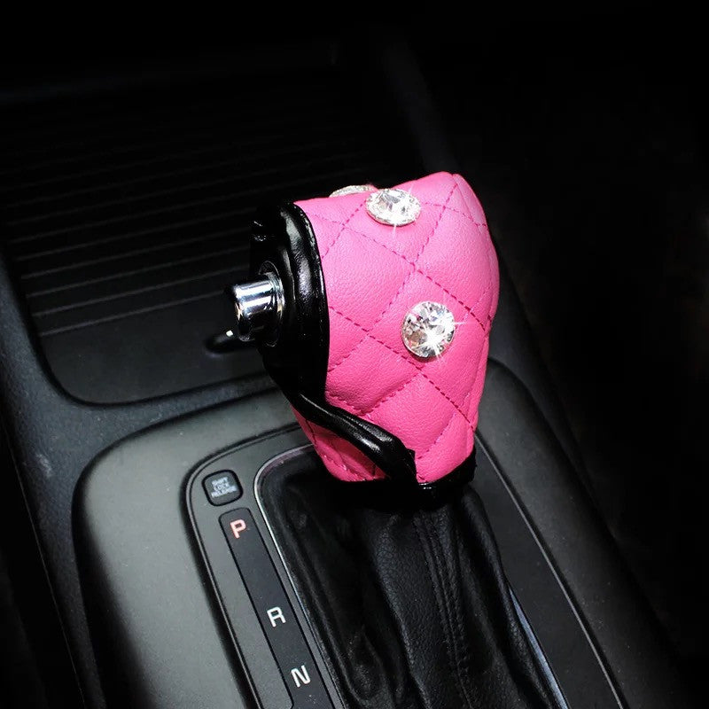 Hot Pink Bling Rhinestones Hand Brake & Gear Shift Cover 2-pieces