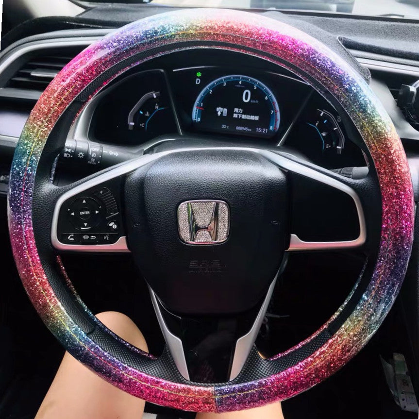 Multicolor Rainbow Color Bling Steering wheel cover (For both Round an –  Carsoda