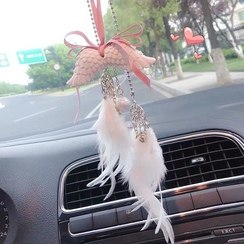 Angel wings Bling Car Charm Rear View Pendant with Fur or Bell – Carsoda