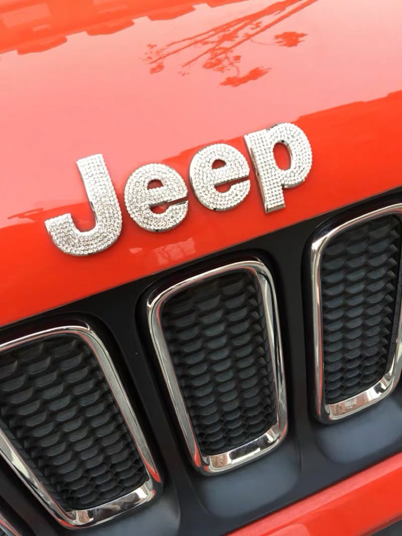 Jeep Bling Emblem | Rhinestone Front, Rear & Side Decal | Carsoda