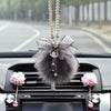Car Mirror Charm- Bling crystal pendant and Fur Ball Rear View Ornament