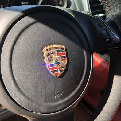 Bling Porsche Emblem for Steering Wheel LOGO Sticker Decal