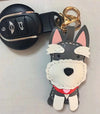 Personalized Schnauzer Keyring Cowhide Dog Key chain leather charm