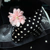 A Polka Dots Bone Shaped Car Headrest Pillow with Flower - Carsoda - 2