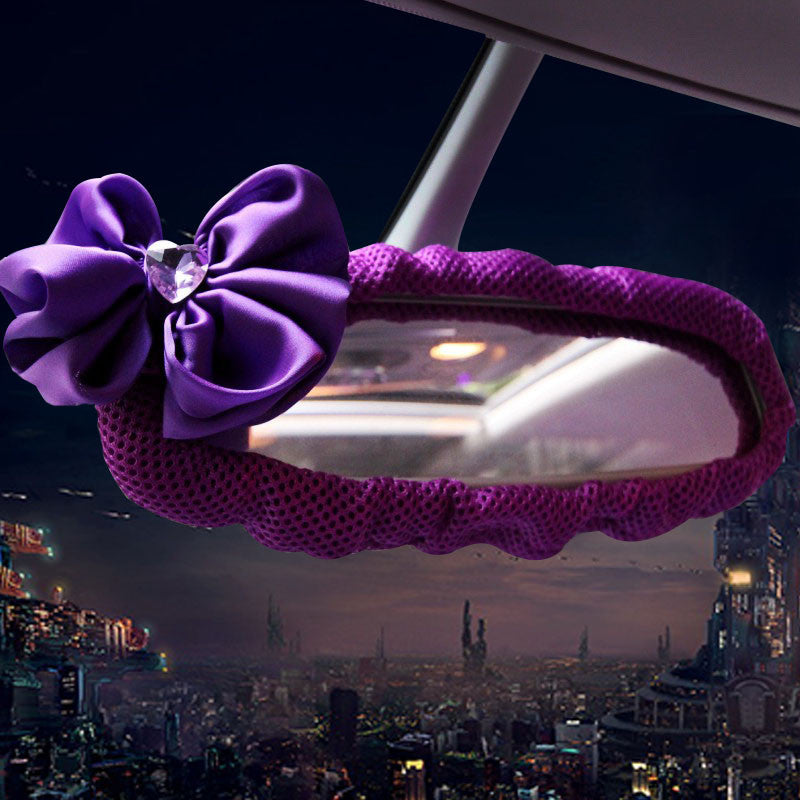 Purple Rearview Mirror Cover with bling flower - Carsoda