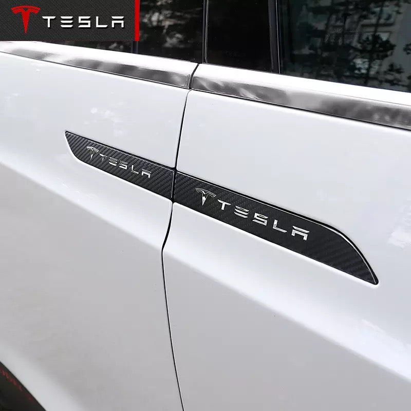 TESLA Car Door Handle Carbon Fiber Decal