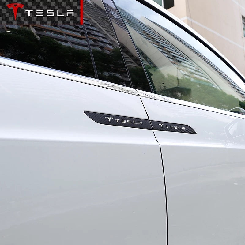 TESLA Car Door Handle Carbon Fiber Decal