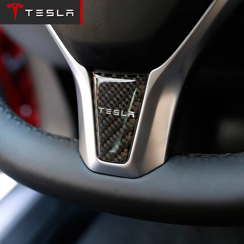 Tesla Carbon Fiber Decal for Steering Wheel