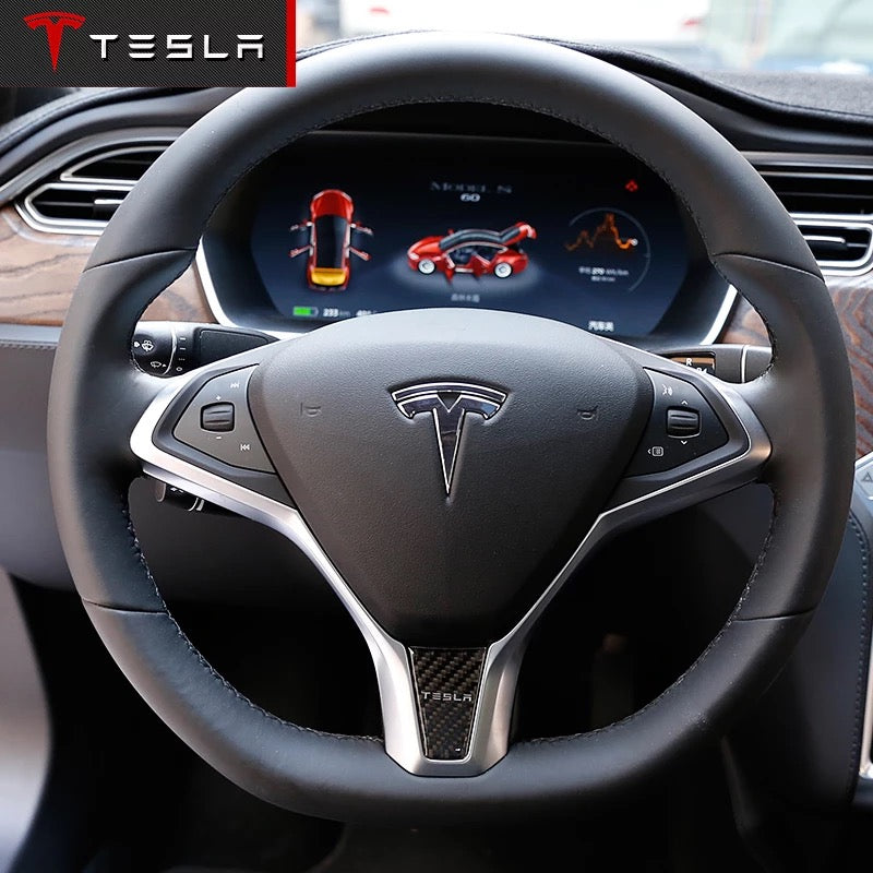 Tesla Carbon Fiber Decal for Steering Wheel