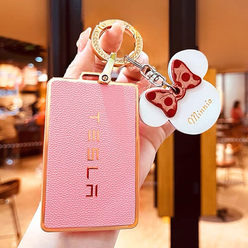 Teslsa Leather Key Card Holder