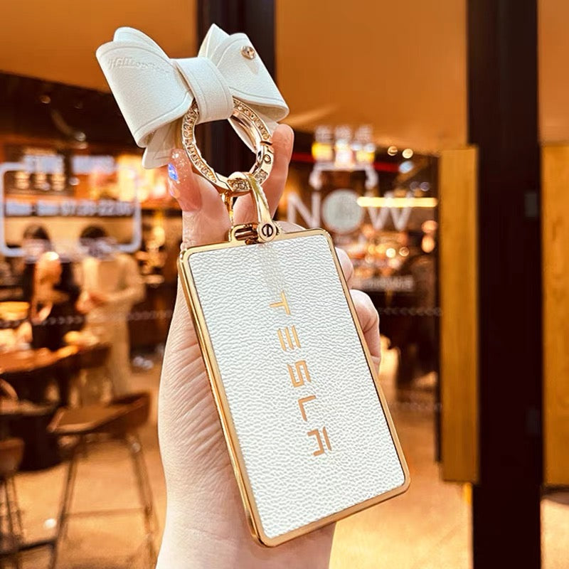 Teslsa Leather Key Card Holder