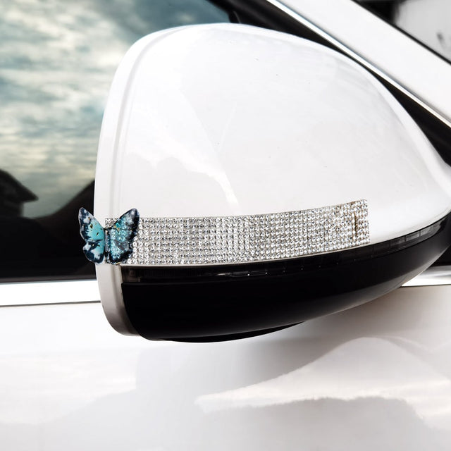 Car Side Rearview Mirror Anti-Scratch Bling Decal with 3D Butterflies