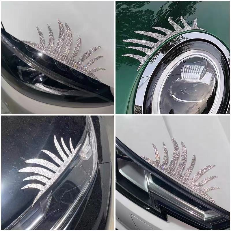 Bling Crystal Car Headlight Eyelashes – Carsoda