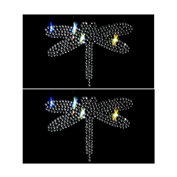 Set of 4 Silver Bling Dragonfly 3.2'' Width Bedazzled Rhinestones Iron On Hotfix Transfer DIY Decal Emblem Patch Applique