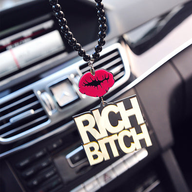 Car Mirror Hanging Charm-Hiphop  Rich Bitch Pendant - Carsoda