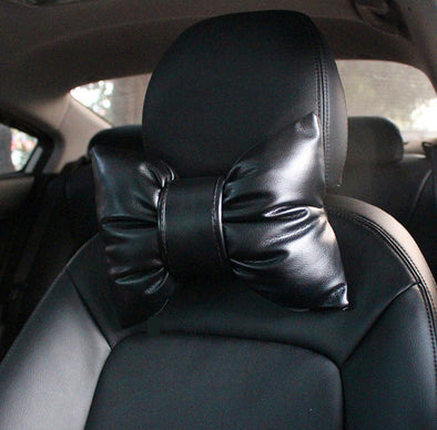 Black Bow Shaped Headrest Pillow - Carsoda