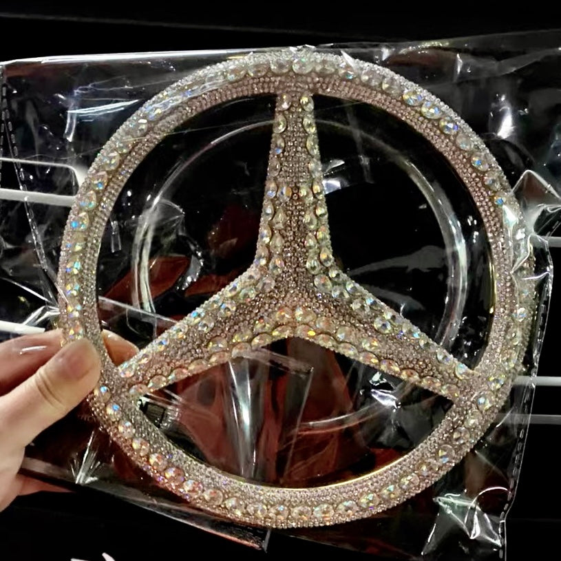 Adesivo Strass Per Volante Mercedes - Logo 3D Con Cristalli, Diametro 49mm, Per Classe C, A, E, GLC - Foto 10