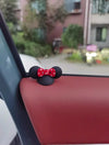 Mouse Ear shaped MINI Cooper Door Pin Lock Red bow 3D Emblem Sticker Decal (2x)