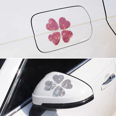 Clover Four Leaf Bling Decal, Lucky plant Symbol Sticker for Car/Truck Laptop/Notebook/iPad/Helmet/Window, 5'' Height