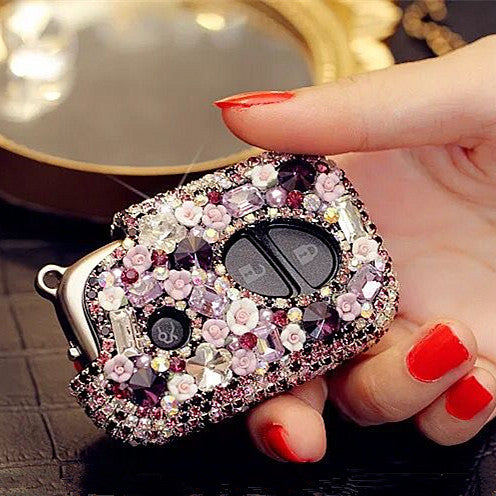 Purple Bling Car Key Holder with Rhinestones and flowers for Lexus ES240 RX350 270 IS250 GS300