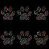 Set of 6 Bling Multicolored Cat Dog Paw Print Footprint 2.8'' Height Rainbow Colored Rhinestones Iron On Hotfix Transfer DIY Decal Emblem Patch