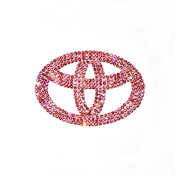 Pink Bling Rhinestones Toyota Front Grille or Rear Trunk or Steering wheel or Tire Wheel Caps Emblem Decal DIY