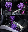 Purple Hand Brake & Gear Shift Cover 2-pieces-Set with Rhinestone and Flowers - Carsoda - 2