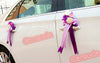 Just Married Car Decoration- Purple Flowers and Bow for Wedding Limousine Door Side - Carsoda - 2
