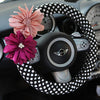 Small Polka Dots Steering wheel cover with Chiffon Flowers - Carsoda - 2