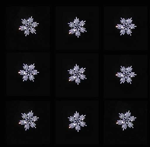 Set of 9 Bling Snow Flake Silver Rhinestone Iron On 2" Snowflake Hotfix Transfer DIY Decal Emblem