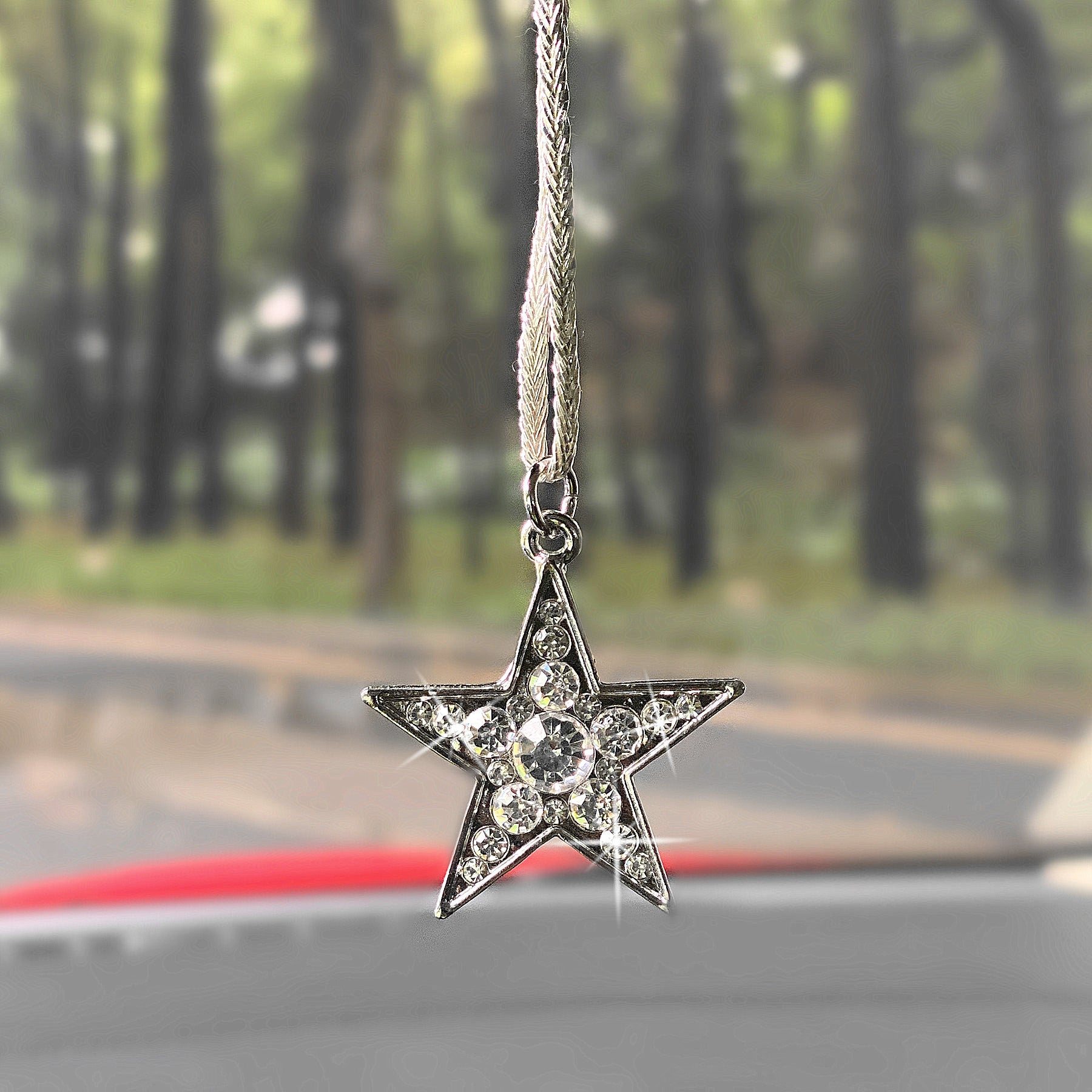 Bling Star Rhinestone Pendant for Car Interior Rearview Mirror