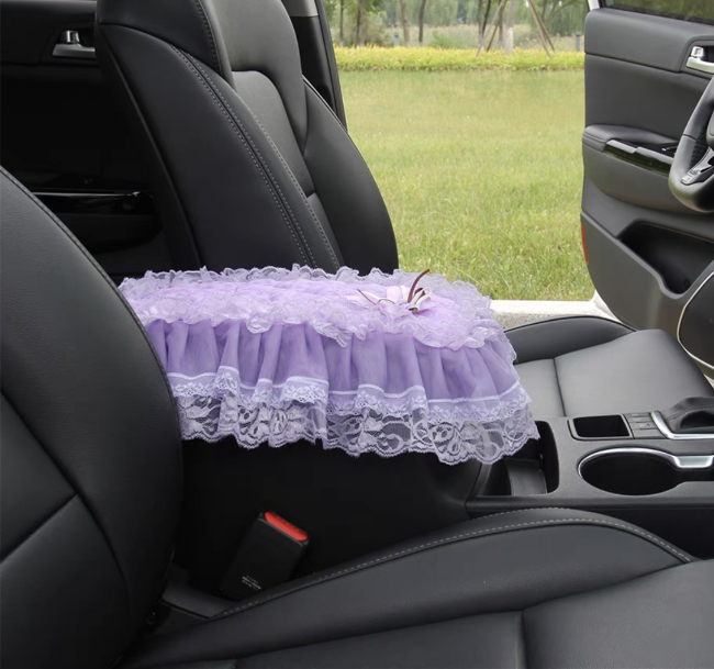 violet lace car center console cover